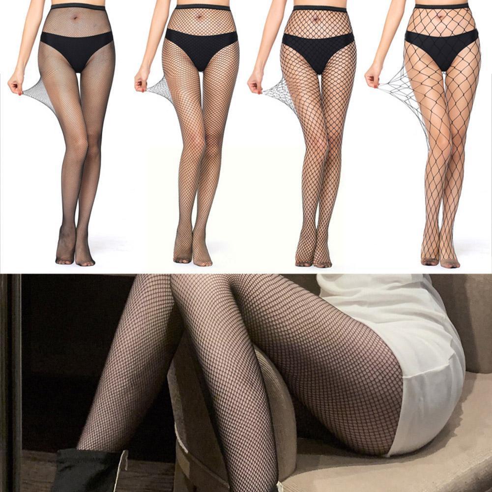 Slim Fishnets Tights Sexy Women's Long Fishmesh Nylon Black Fish Stockings High Lady Leg Lingerie Waist Pantyhose Hosiery N
