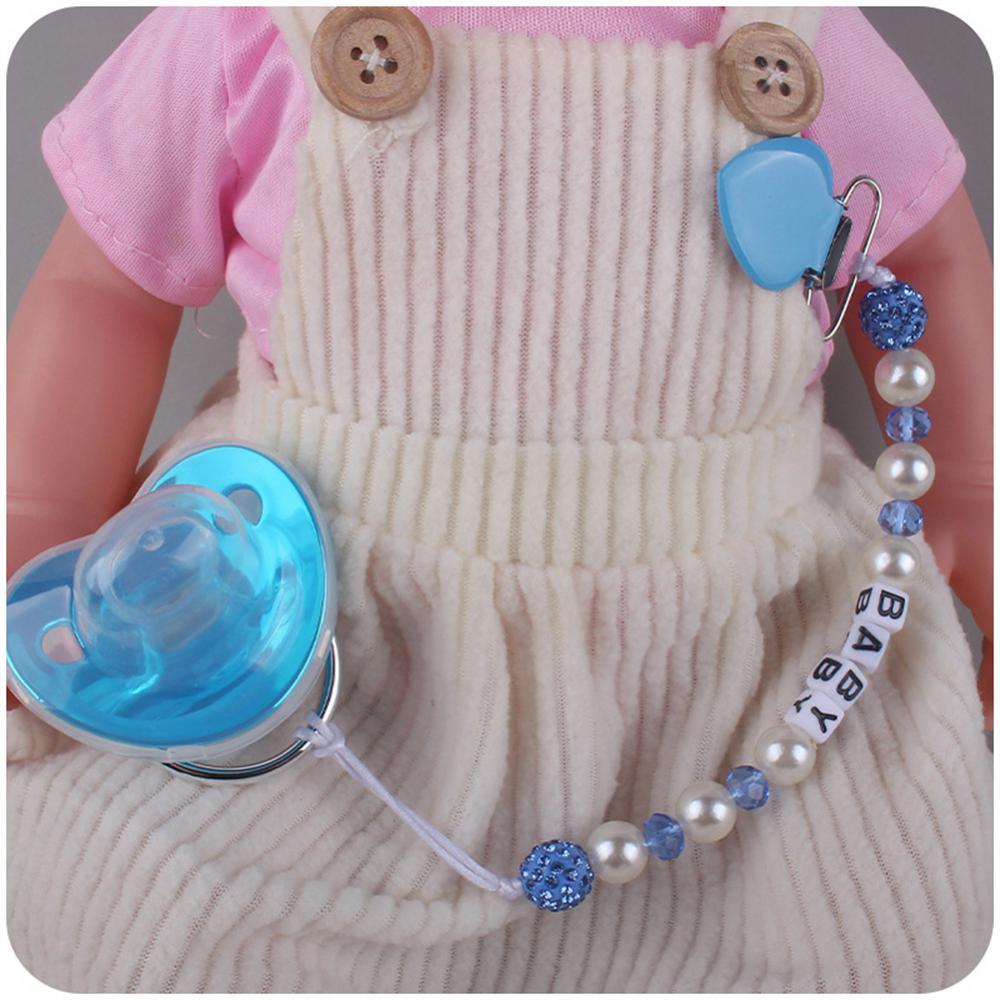 Comfort Chain Baby Toy Dummy Pacifier Clip Beautiful And Generous Match Pearl Scintillation Crystal Pacifier Chain Baby Toy