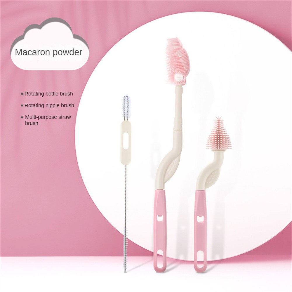 Pacifier Brush Multifunction Clean Storage Bendable Suspension Baby Products Cleaning Brush Set Silica Gel Decontamination Shelf