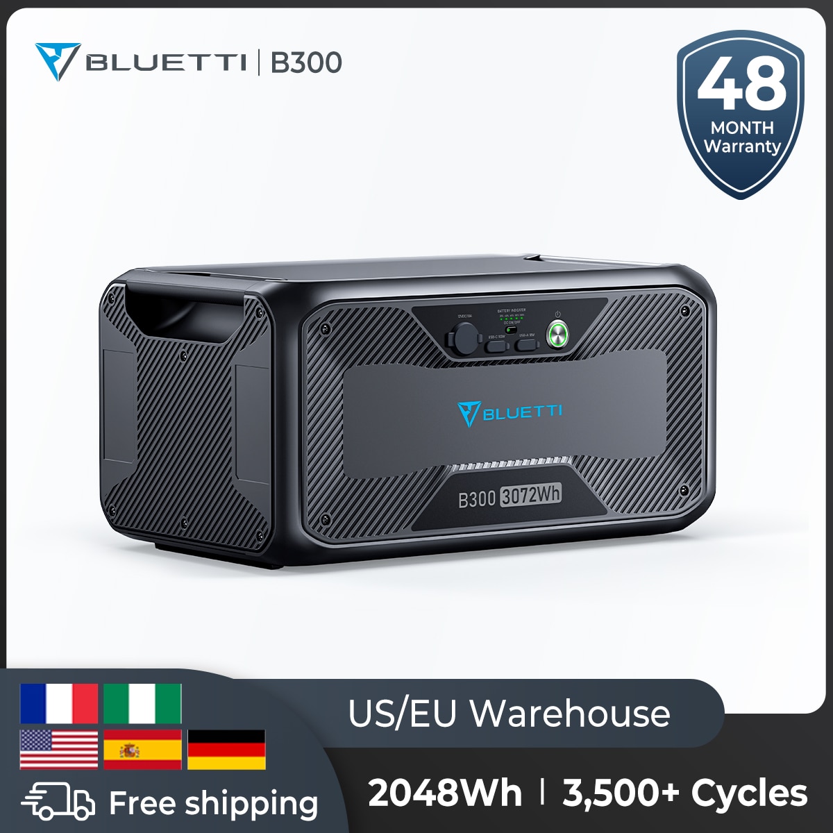 Bluetti B300 Expansion Battery 3072Wh LiFePO4 Battery Pack for Power Station For AC180 AC200P AC200Max AC300 AC500 Extra Battery