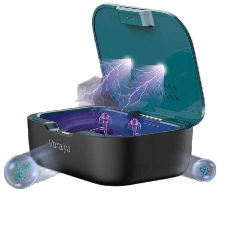 3 In1Digital Hearing Aid Dryer & Cleaner& Charger Box Earphones Store Dehumidifier Led Uv Drying