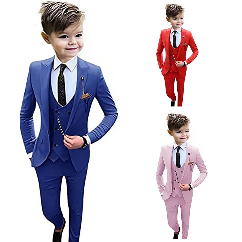 Blue Suits For Boys Wedding Kids Children Single Breasted Peaked Lapel 2016 Years Old Toddler Costume Enfant Garçon