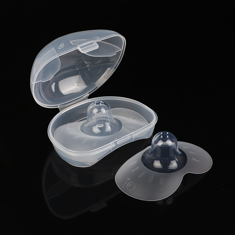 2pcs Silicone Nipple Protectors Feeding Mothers Nipple Shields Protection Cover Breastfeeding with Clear Carrying Case