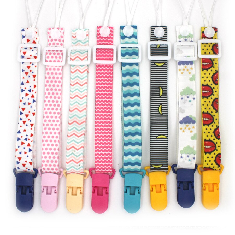 Fixed Button Baby Pacifier Clips Chain Ribbon Dummy Soother Holder Chains Adjustable Buckle Strap for Pacifier Baby Feeding Gift