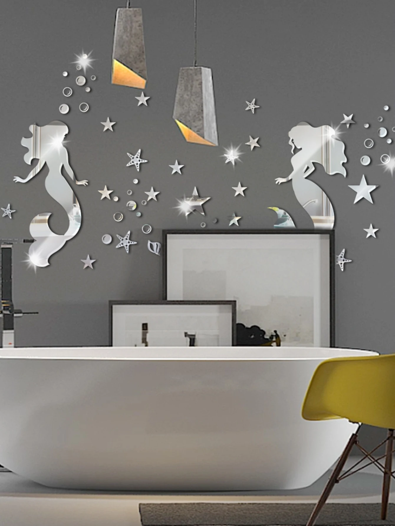 1pc 3D mermaid mirror wall sticker mural removable wedding decoration children's room decorative