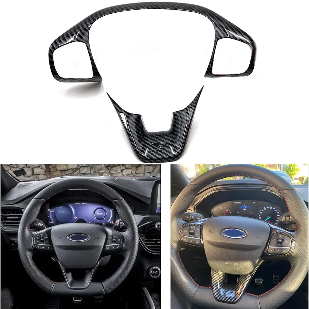 Carbon Fiber ABS Car Steering Wheel Shift Pedal Trim Interior Accessories for Ford Focus Kuga Escape