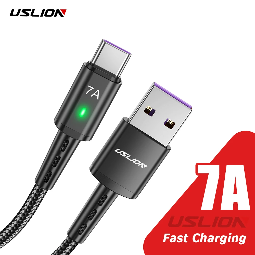 USLION 7A USB Type C Cable Fast Charging Data Wire USB-C Charger Cord For iPhone 15 Xiaomi 13 Pro
