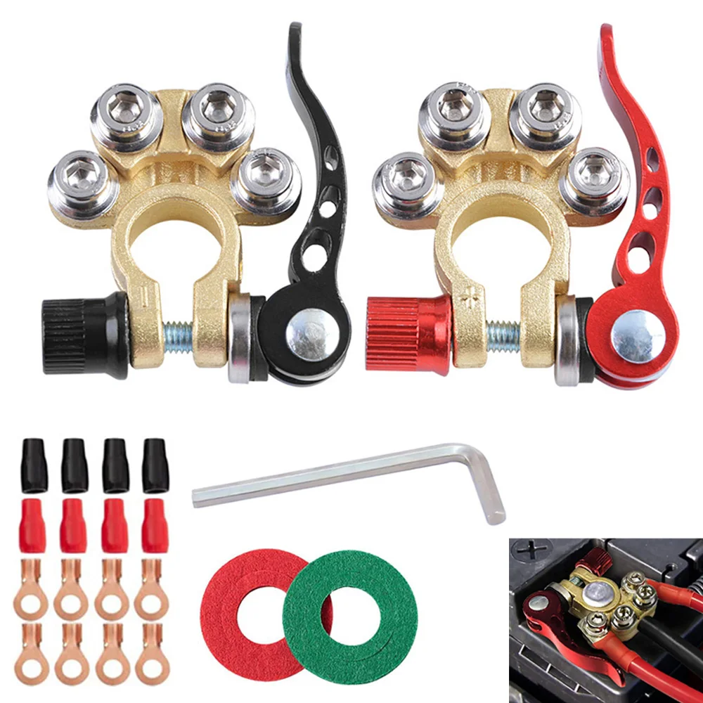 Car Battery Terminals Cable Terminal Adapter Copper Clamps Top Post Quick Release Disconnect