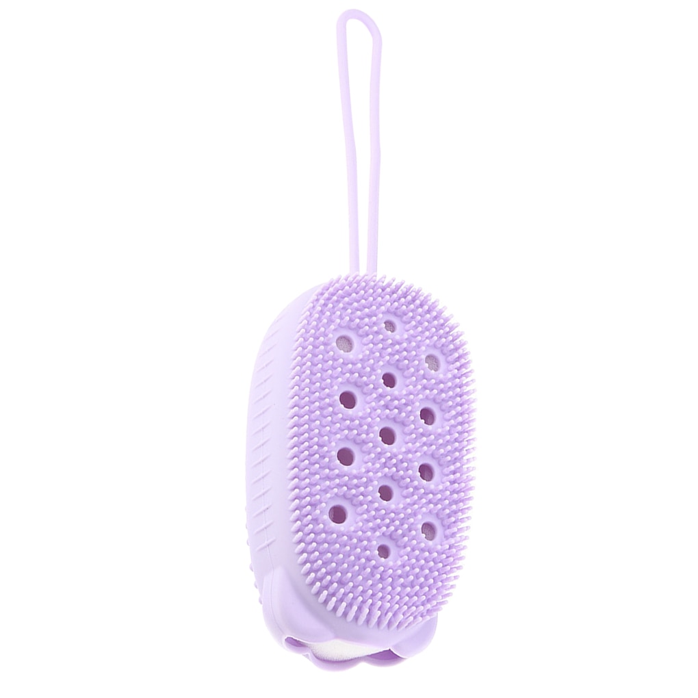 Baby Bath Brush Silicone Body Exfoliator Brush Handheld Cartoon Baby Massage Tool, Blue