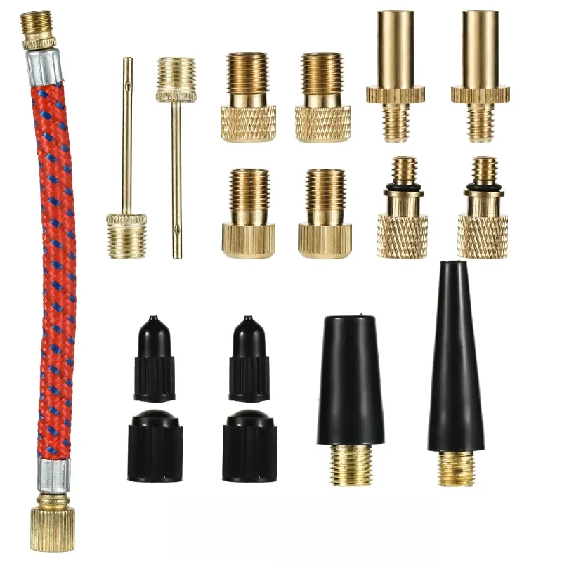 21Pcs/Set Bicycle Tire Inflatable Tube Needle Air Hose Adapter Kits Bicycle Repair Tools Connector