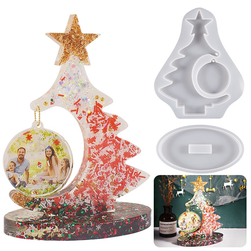 Christmas Tree Photo Frame Silicone Mold DIY Epoxy Resin Mold Home Decor Ornaments Casting Christmas Theme Feastival Art Crafts