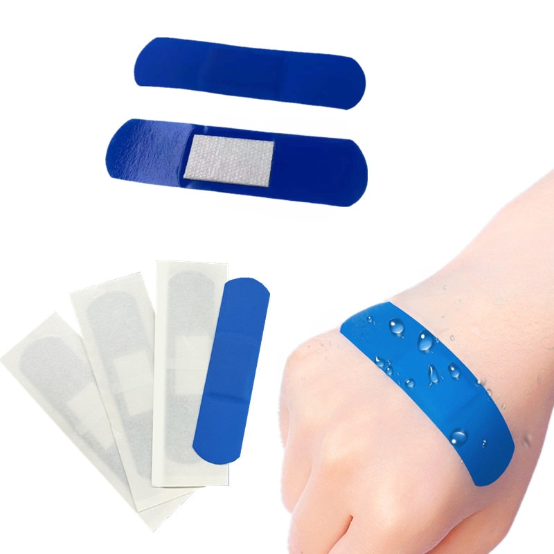 100pac/set Metal Detectable Type Band Aid Blue Color Wound Dressing Plaster for Cook First Aid Skin Patch Adhesive Bandages