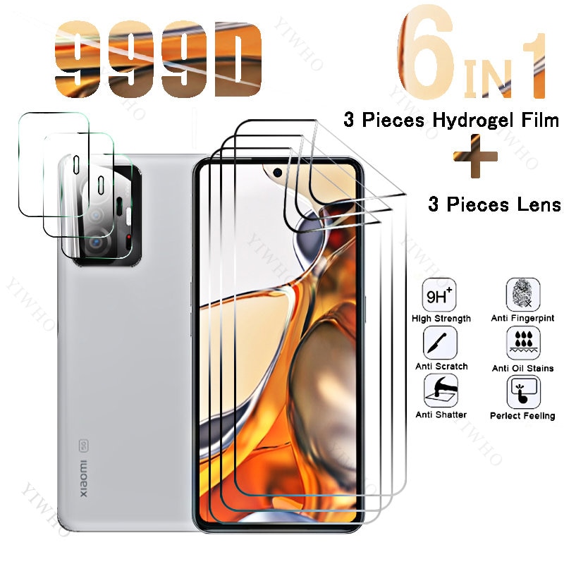 6in1 Full Cover Front Hydrogel Film for Xiaomi 11T Pro Safety Screen Protectors for Xiaomi 11 T 2107113SG 6.67" Camera Lens