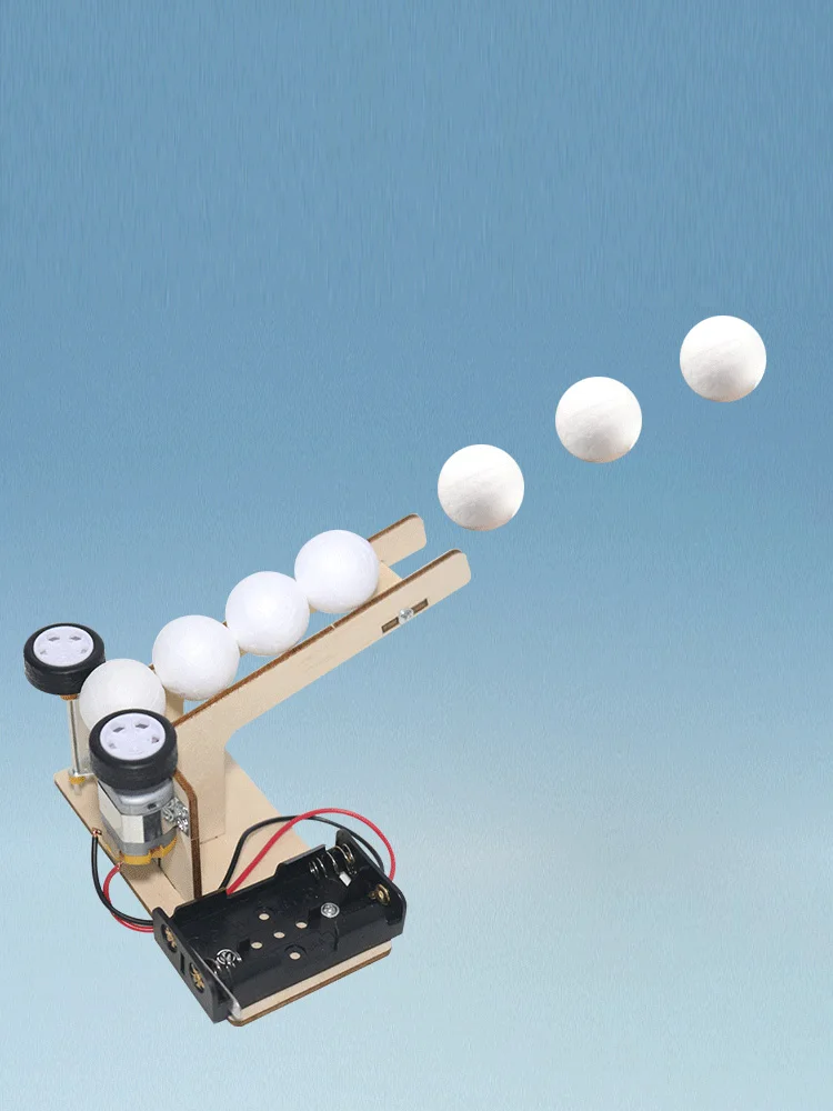 Electric Ball Pitching Machine Kits Kids DIY Science Toys Children Educational Technology Project