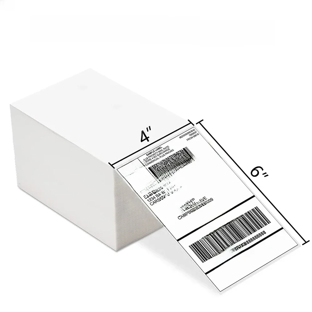4"x6" Thermal Label Paper 100x150mm 100 Sheets / Stack Adhesive Stickers For Thermal Shipping Labels