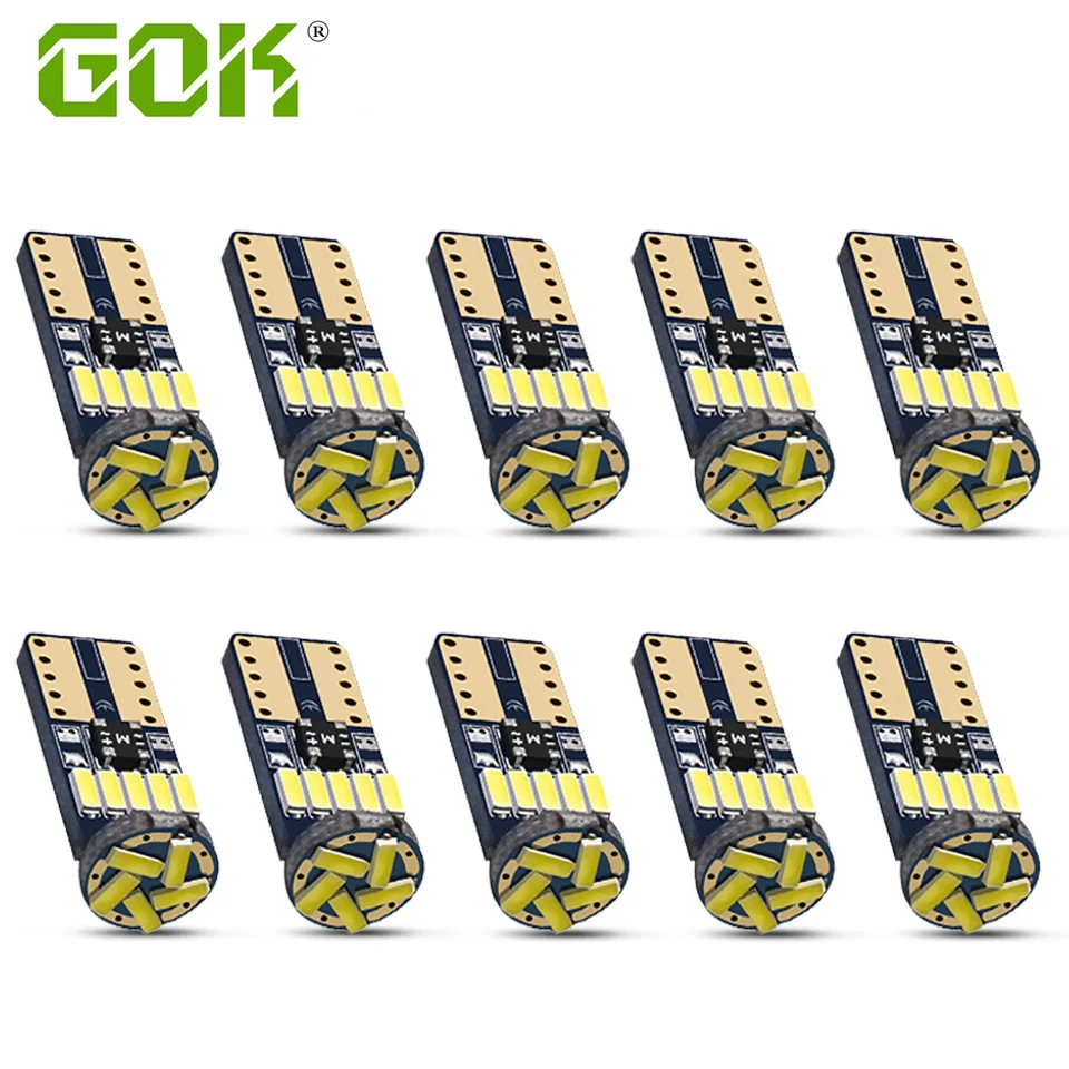 10PCS T10 W5W Canbus Bulbs 194 LED 4014 SMD 15 LED Bulbs White Error Free Car Auto Wedge Interior