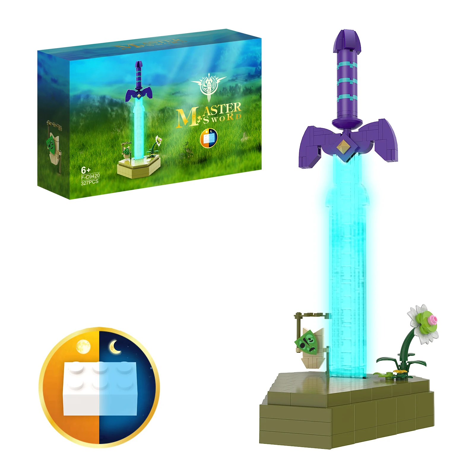 BuildMoc Breath Of The Wild Luminous Master Sword Building Blocks Set For Zeldaed Hyrule Castle BOTW