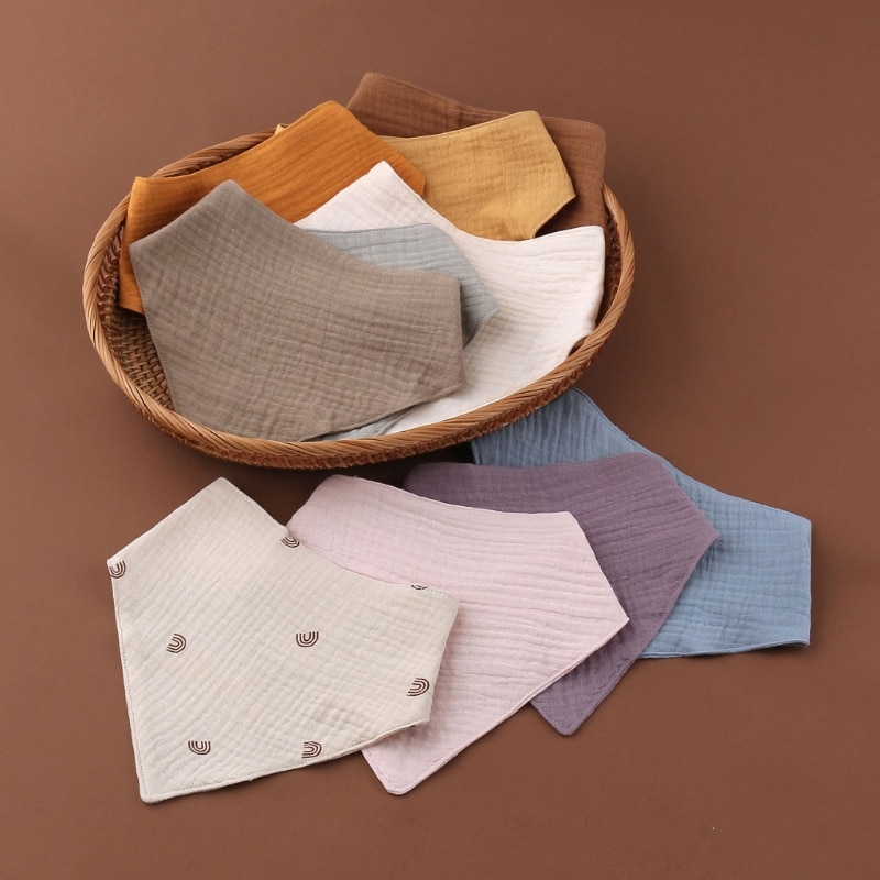 4 Pcs Baby Infants Feeding Bib Soft Cotton Bandana Muslin Absorbent Saliva Towel Toddler Drool for TRIANGLE Scarf