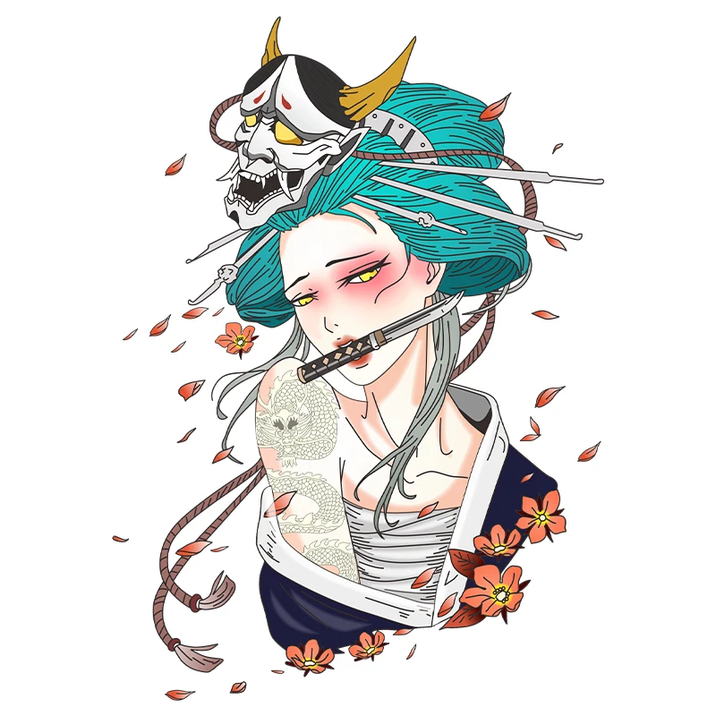 Noizzy Japanese Geisha Charm Car Stickers Auto Decals JDM Vinyl Reflective Motorcycle Door