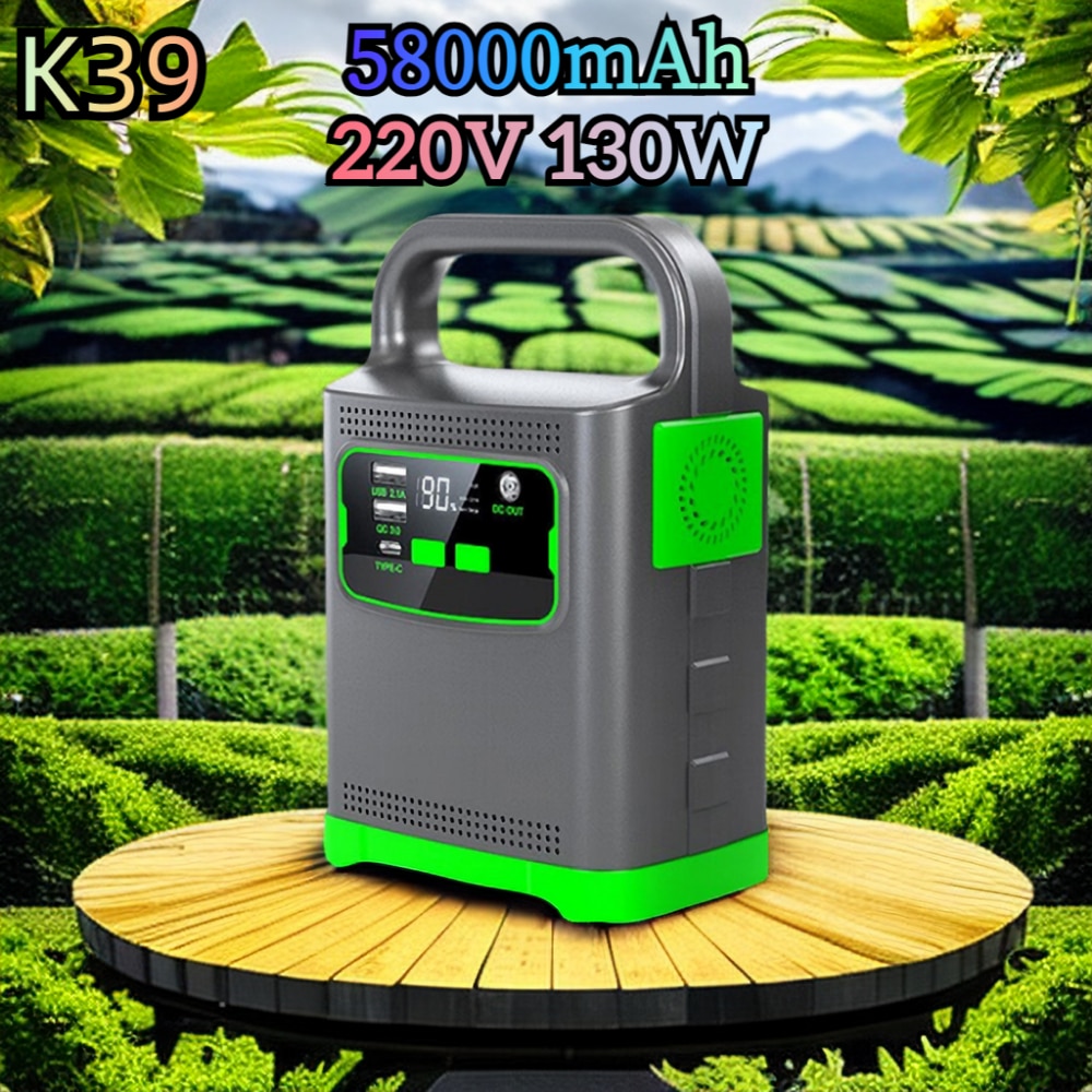 130W Portable Power Station 58000mAh Polymer Outdoor Camping Energy Storage Li-Ion Power Bank with Socket Camping Backup Battery