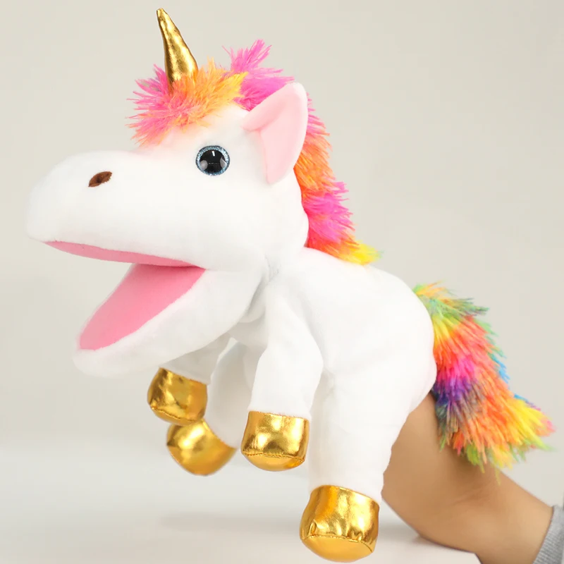 The Mouth Can Move Unicorn Hand Puppets Plush Toys Pony Dolls Parent Child Games Kindergarten Early