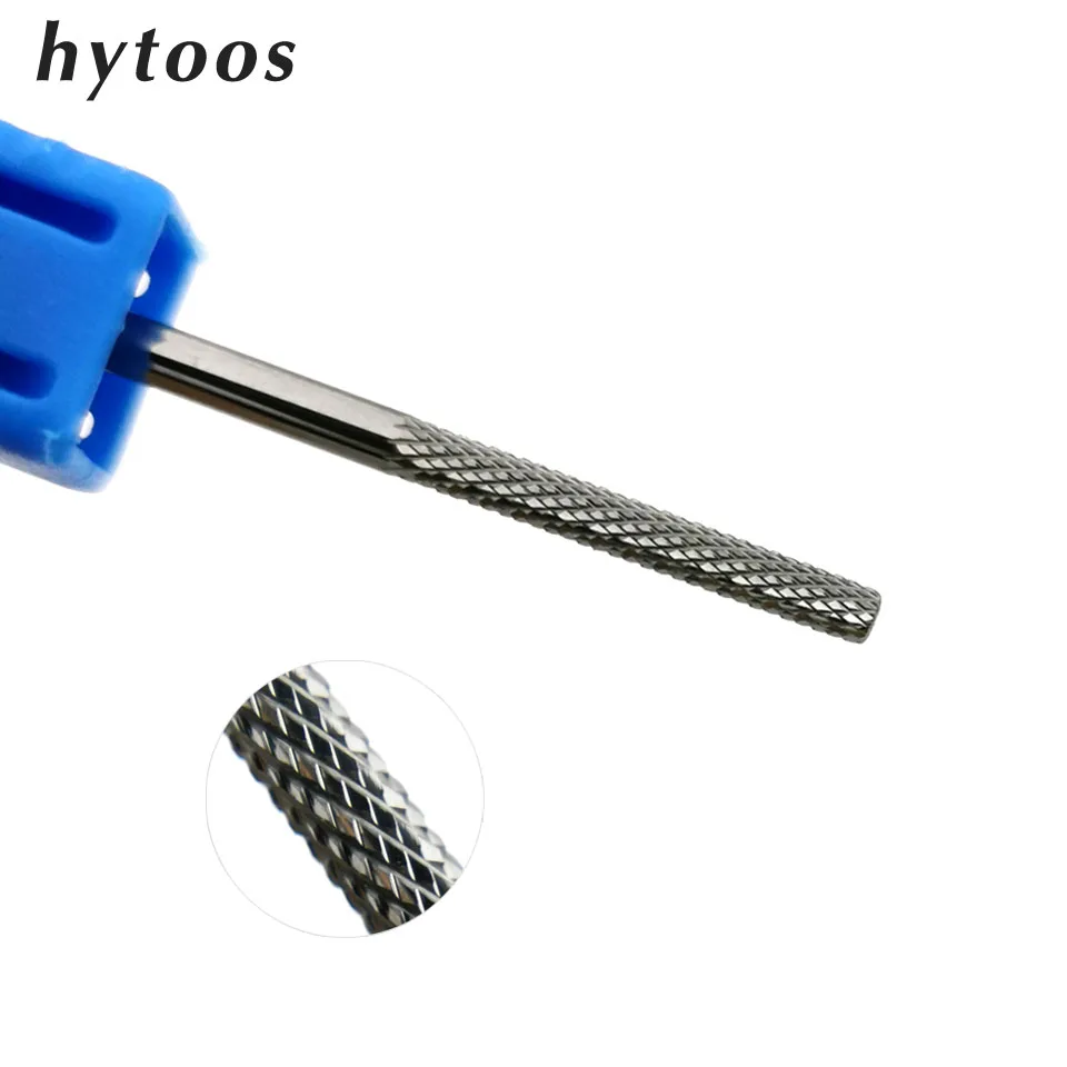 HYTOOS 18mm Rod Carbide Super Long Nail Drill Bits 3/32 Cuticle Clean Electric Drills Accessories