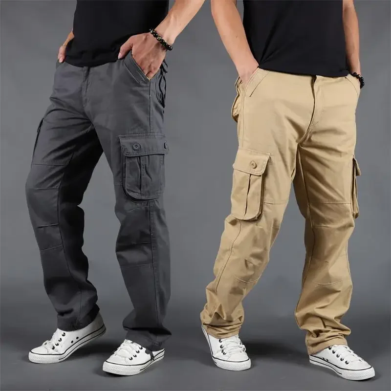 Men's Pants Large Size Multi-pocket Loose Overalls Outdoor Sports Training Jogging Casual Pants