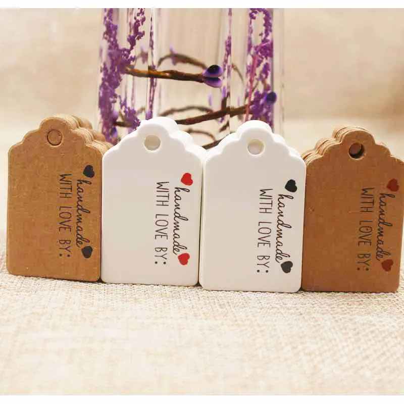 100TAG New Vintage style paper gift tag white/kraft cardboard jewelry label tag for gift /wedding