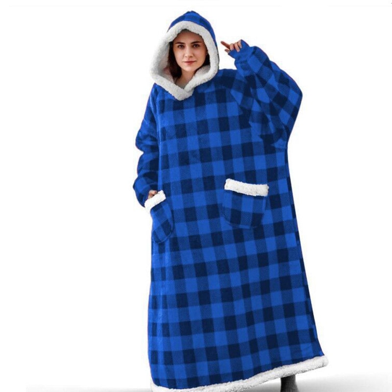 Women's and Men's Pajama Set Hooded Coat Thickened Flannel Pajamas Slacker TV Blanket Christmas Pajamas In Winter