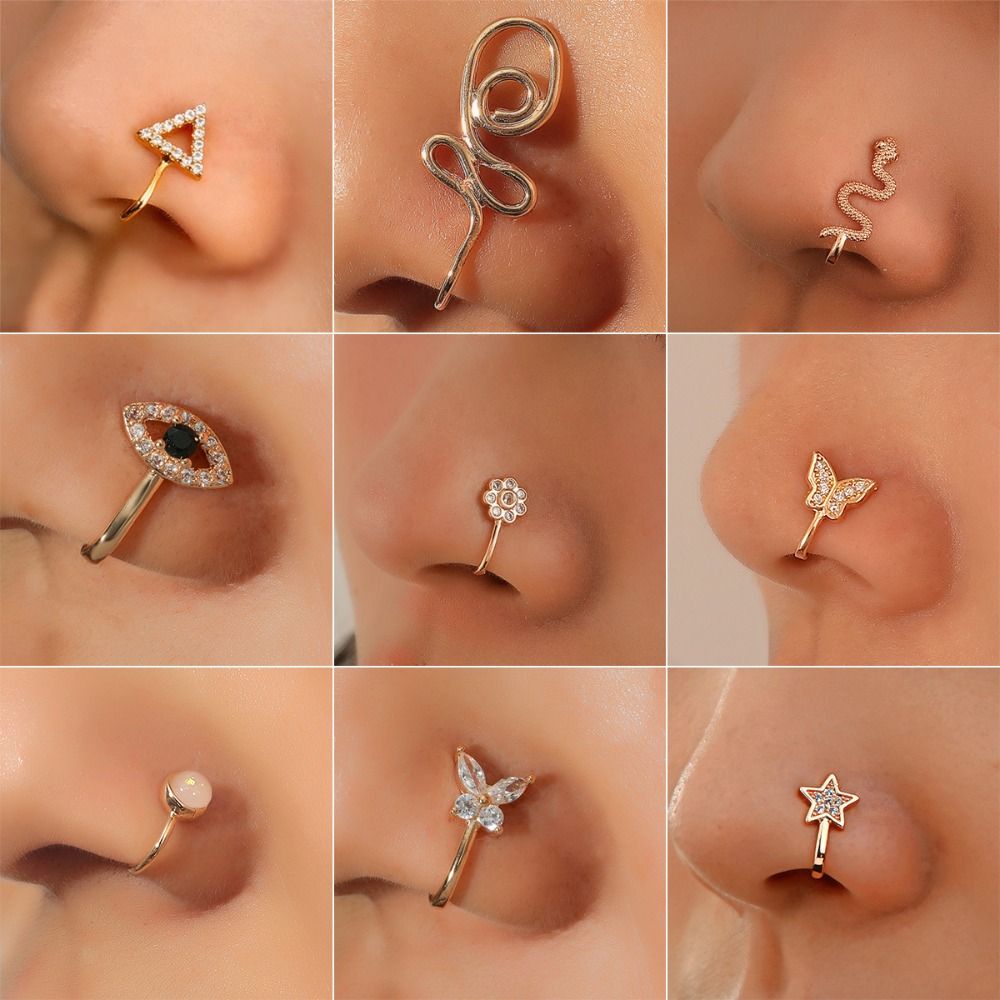 Copper Fake Piercing Nose Ring Fashion Nose Cuff New Clip-On Nose Ring for Women Girls