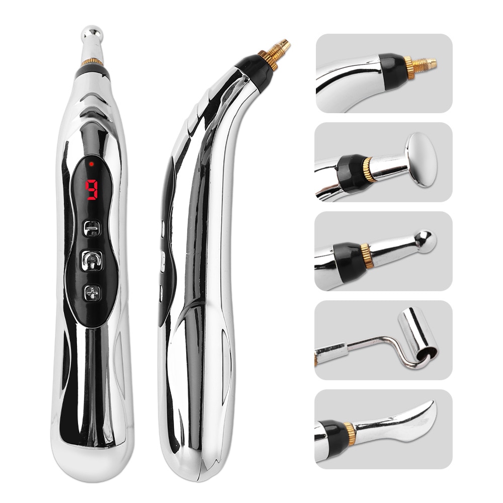 Rechargeable Acupuncture Pen 5/3 Heads Electric Muscle Pain Relief Relaxing Massage Pen Laser Energy Therapy Health Care Tool