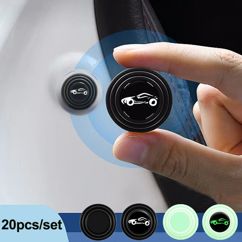 20Pcs Car Door Shock-absorbing Cushion Shockproof Pad Luminous Anti-collision Sticker Car Trunk