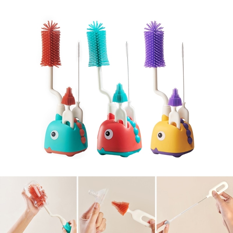 Bottle Cleaner Brush with Nipple & Straw Cleaner Included Stand 360° Rotating DropShipping