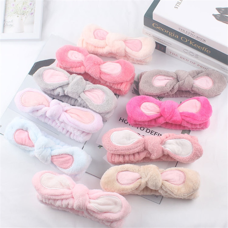 Coral Fleece Soft Headband Lovely Rabbit Hairband Elastic Hair Band For Women Girls Wash Face Turban Headwear Hair Accessories