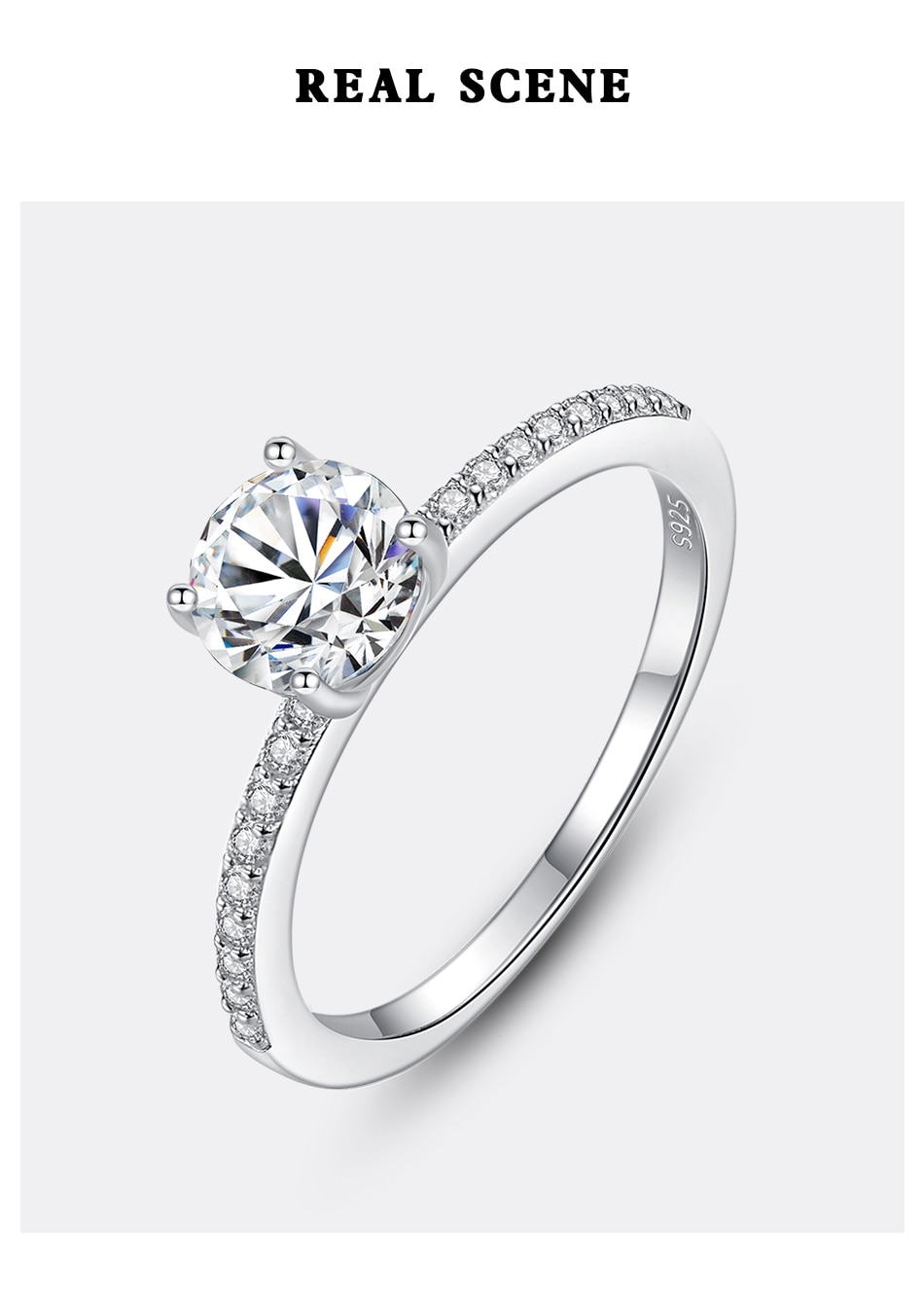 S925 Wedding Engagement Moissanite Ring Luxury 1 Carat 925 Sterling Silver For Women With GRA Certificate Fine Jewelry 5.0