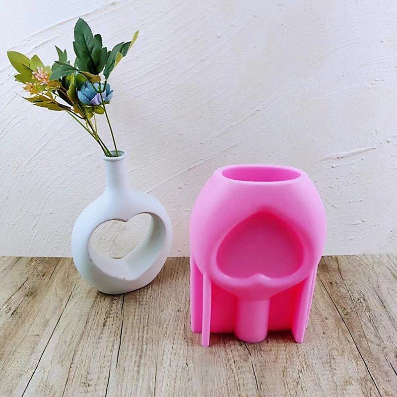 Love Vase Silicone Mold DIY Cement Gypsum Flowerpot Mold Epoxy Resin Craft Home Gardening Decorative Ornaments