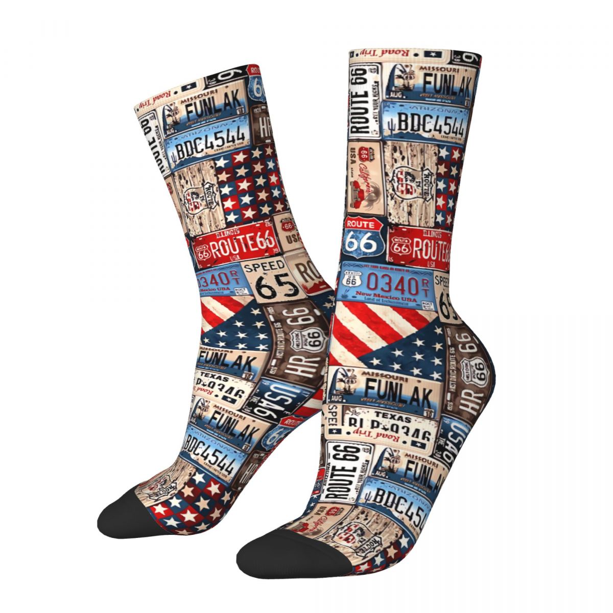 Patterns U S Route 66 Unisex Winter Socks Hip Hop Happy Socks street style Crazy Sock