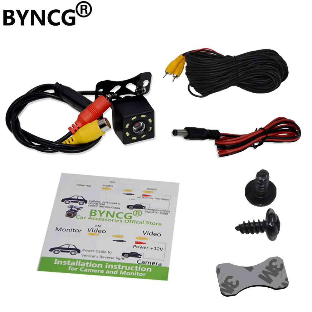 Car Rear View Camera 8 LED Night Vision Wide Angle HD Color Image Waterproof Universal Backup