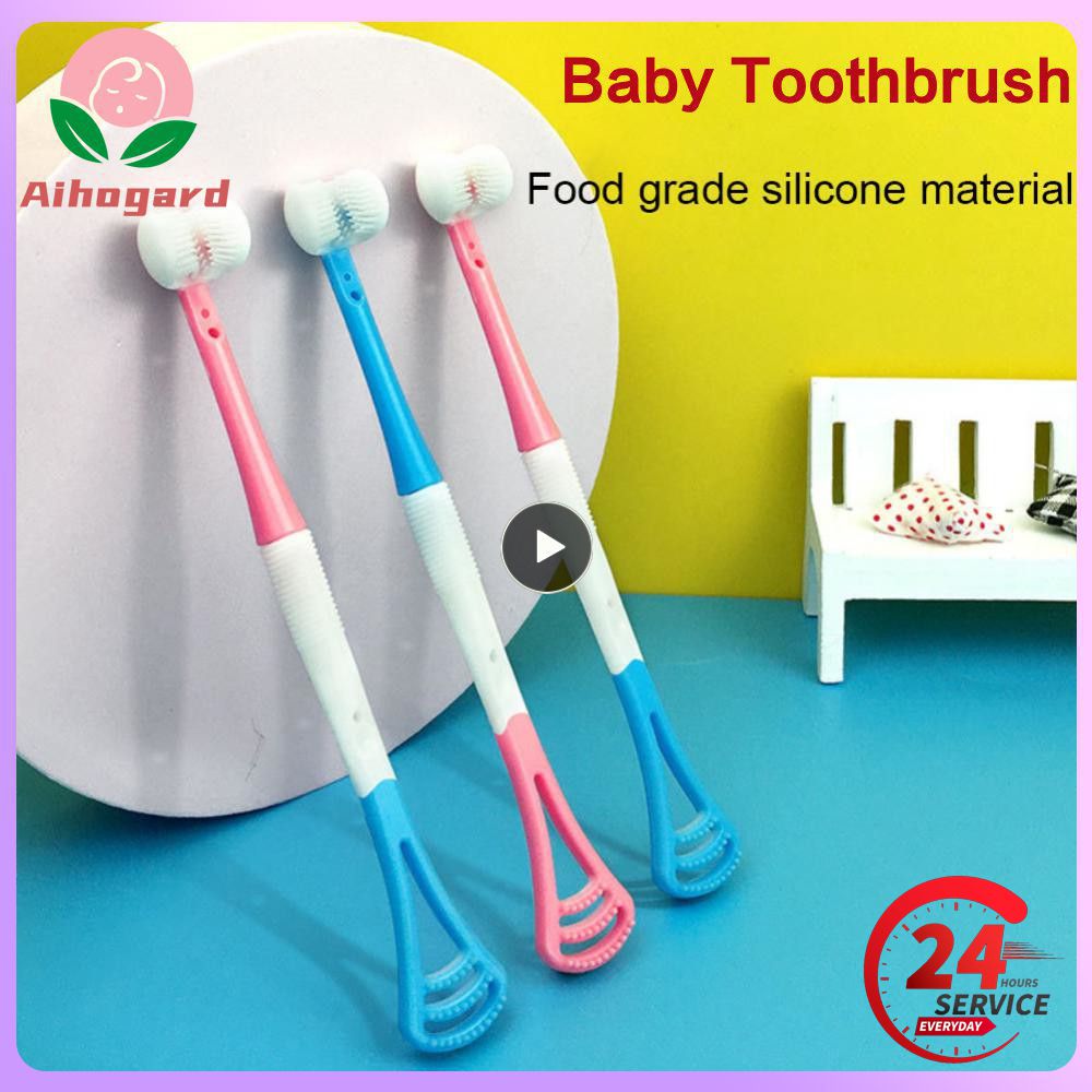 Creative Baby Toothbrush Kids 360 Degree Three-sided Soft Bristle Toothbrush Multifunctional Tongue Coating 3D Safety Toothbrus