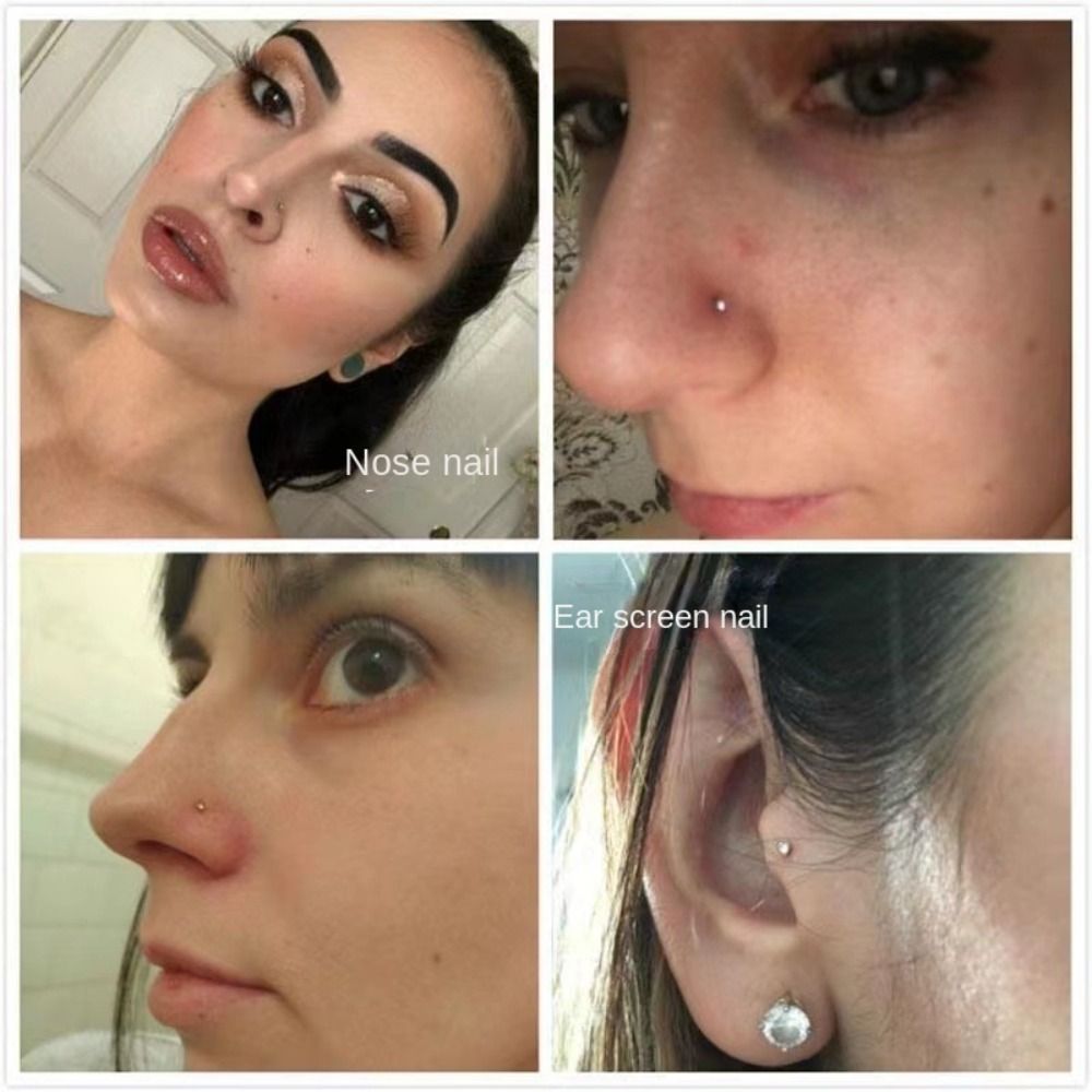 Stainless Steel Gem Ear Ring Set with Diamonds Gem Lip Stud Hot Sale Nose Stud for Men and Women