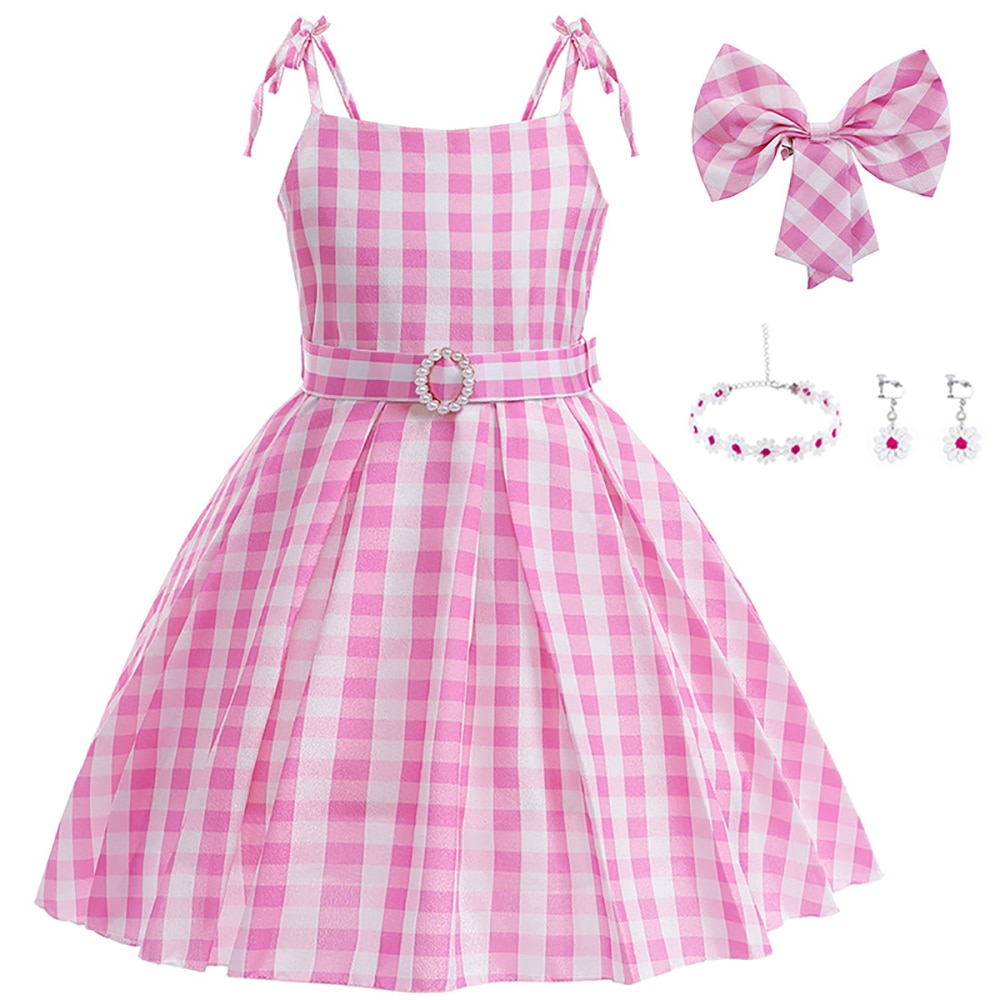 Cosplay Costume Halloween 2023 New For Teenage Girl Vestidos Princess Dress Deguisement Party Clothing Checkered Pink costumes