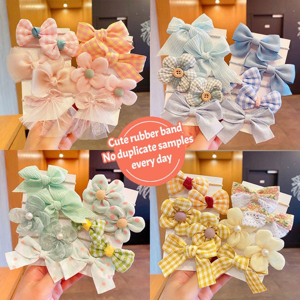 Multi Scenario Usage Flower Bow Hair Accessories 100 Pieces/bag Childrens Hair Band Color Childrens Rubber Band Butlers Ear Baby