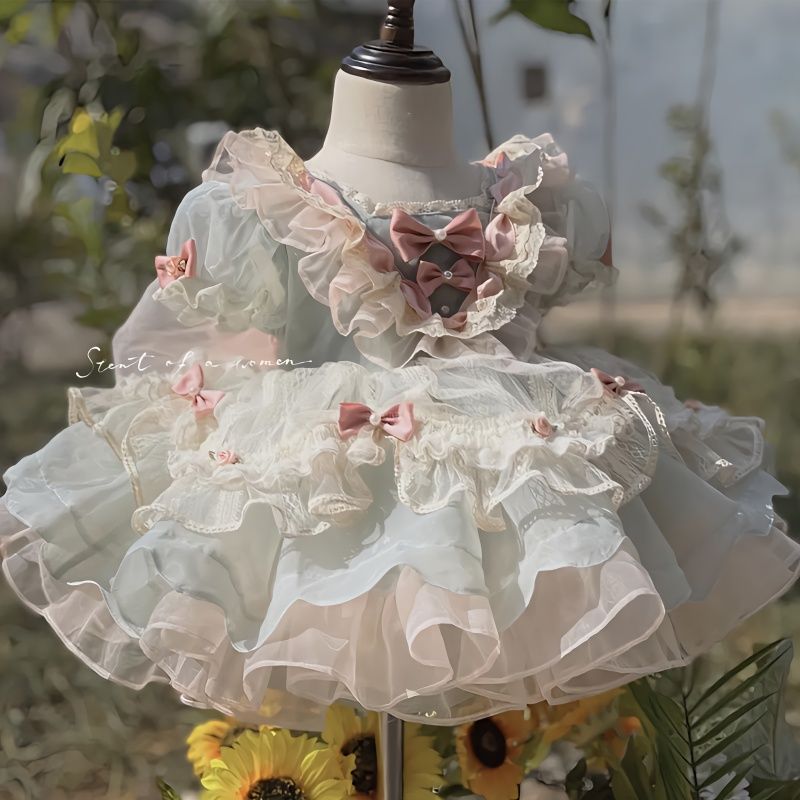 Girls Party Dresses Lolita Style square collar Ball Gown Puff Sleeve Clothing for girls Dress for baby Children"s Clothing