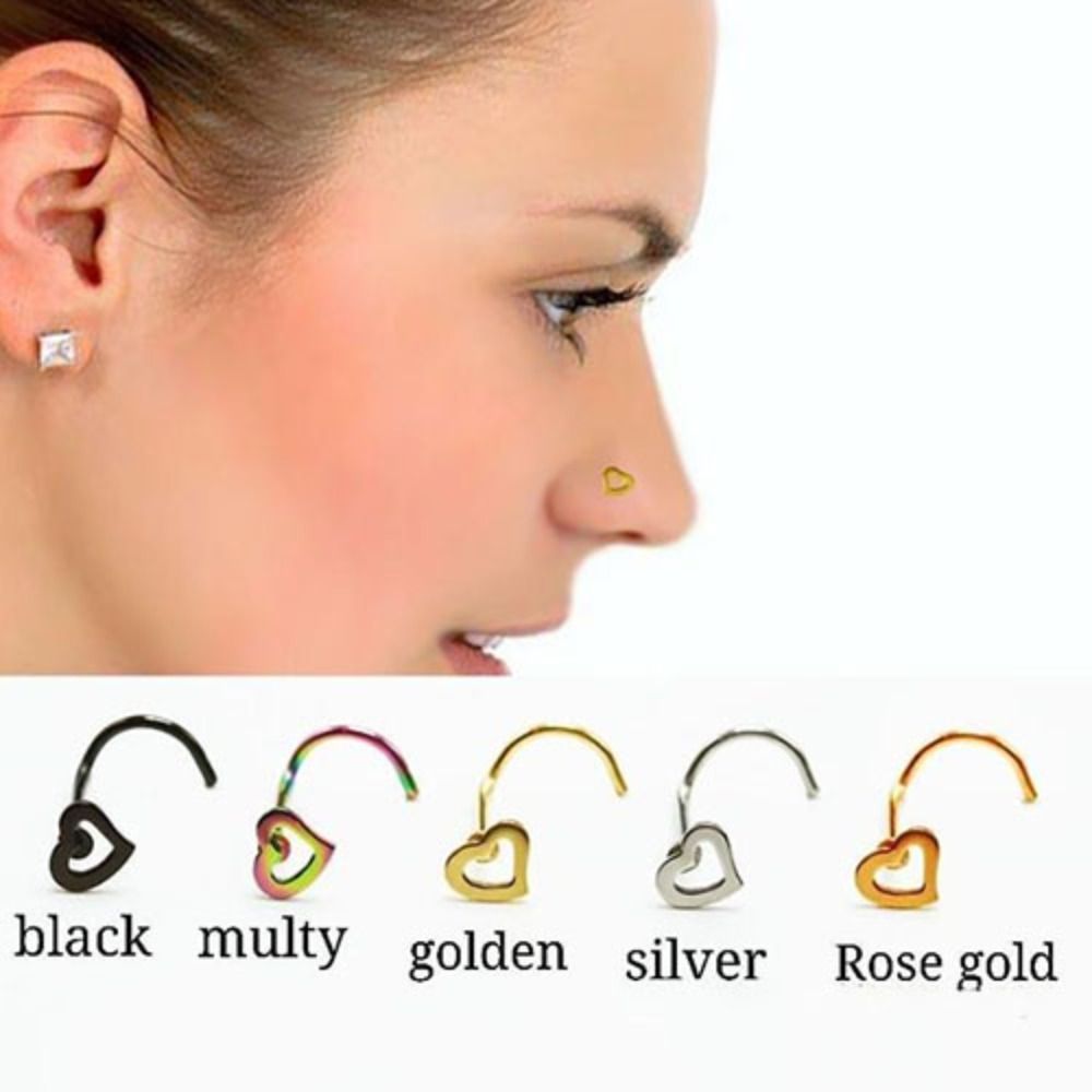 Heart Shape Heart Screw Studs Surgical Steel Nose Stud Hot Sale Piercing Pin for Men and Women
