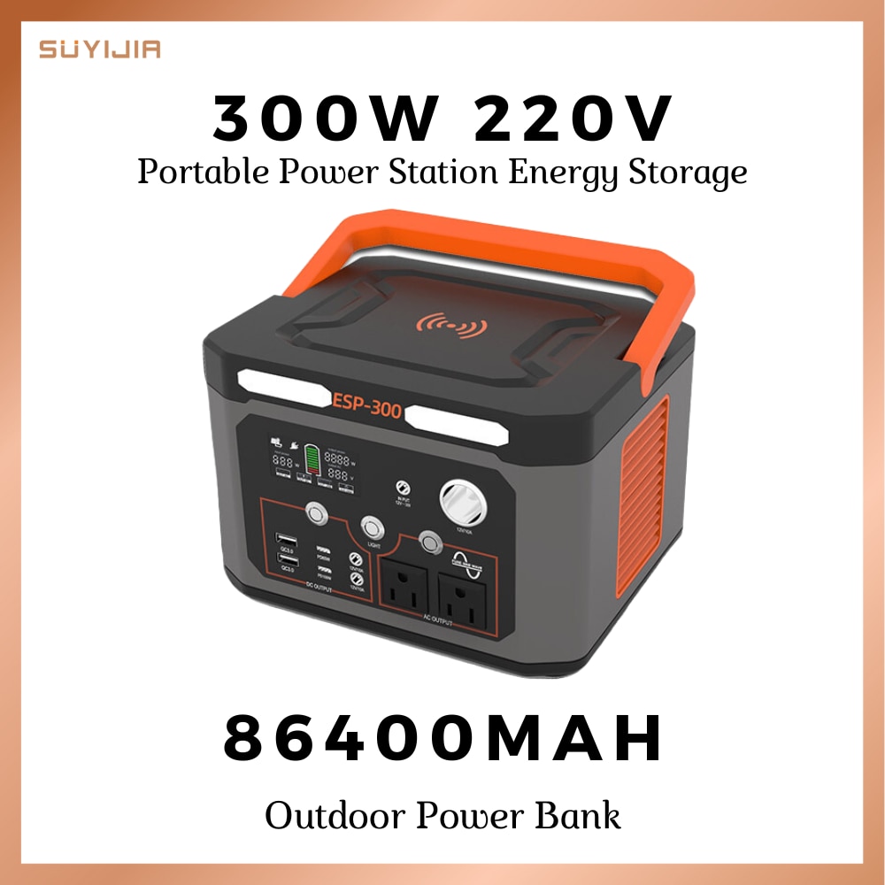 220V 300W Portable Power Station 86400mAh Li-Ion Mobile Power Bank Outdoor Supply Energy Storage for Phone Laptop Camera Camping