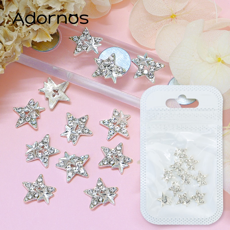 DIY Accessories Star Rhinestones Gold Silver Epoxy Resin Decor Shiny Three-dimensional Ornaments Pendant Earring Making Supplies