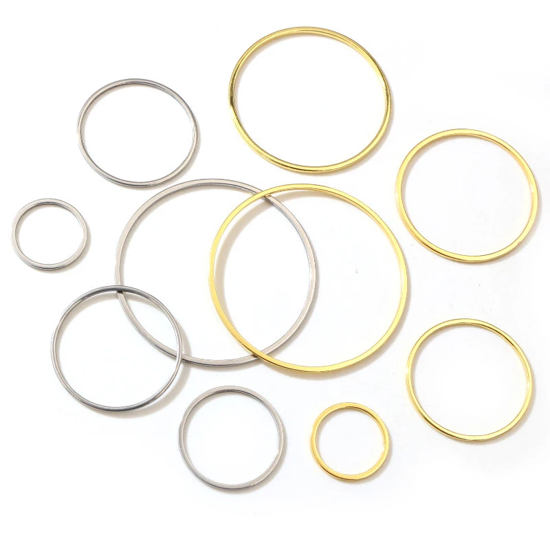 20pcs 15/20/25/30/35/40mm 316 Stainless Steel Gold Plated Earrings Rings Big Circle Ear Wire Hoops