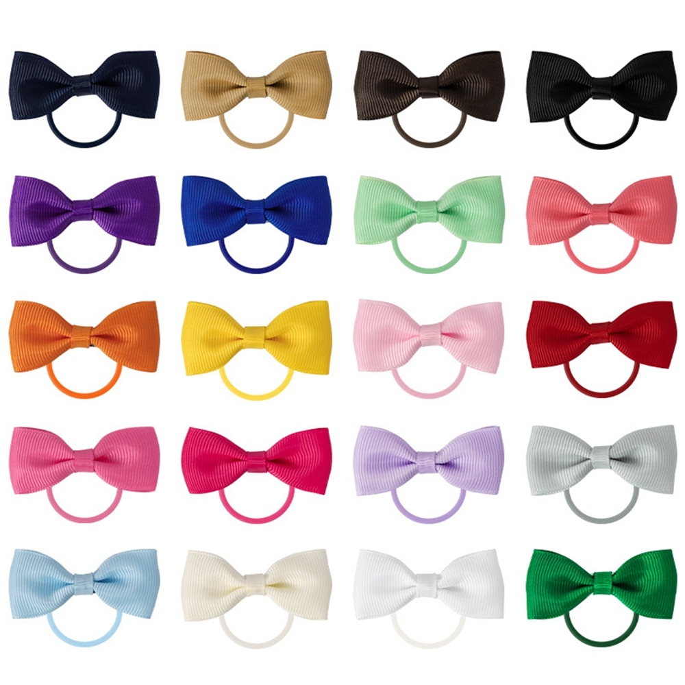 20pcs/lot Candy Color Hair Bows Elastic Scrunchie Hair Band for Kid Baby Girls Hair Rope Ponytail Holder Hair Accessory Gift Set