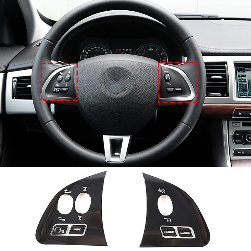 For Jaguar XF 2012-2015 Stainless Steel Silver/Black Car steering wheel button cover Trim sticker