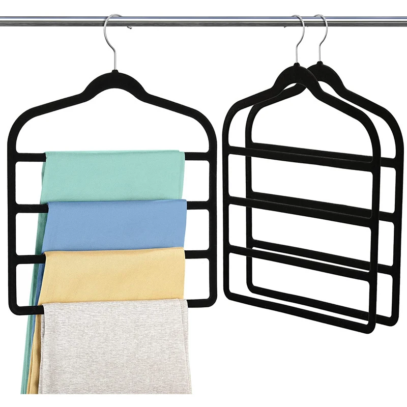 5 Layers Pants Rack Closet Space Saving Non-slip Pants Hager Multi-functional Jeans Trouser Ties